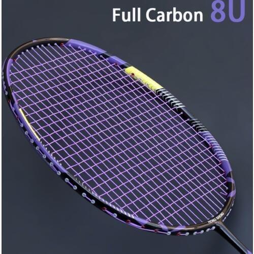 Utralight 8U Carbon Fiber Badminton Rackets Strung Sports Professional 22-30LBS Racquet With Bag Strings Z Force Padel Raqueta