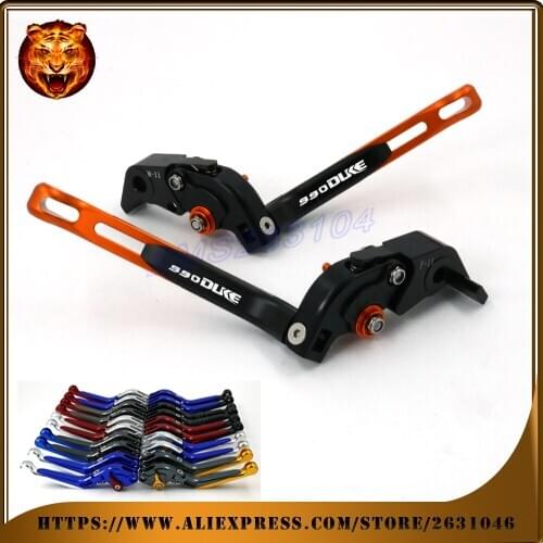 Adjustable Folding Extendable Brake Clutch Lever For KTM 990 SUPERDUKE ORANGE LOGO Motorcycle 2012 2011 2010 2009 2008 2007 05