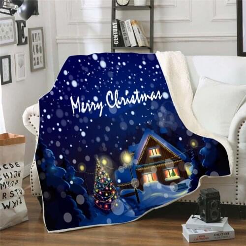 Custom Merry Christmas Fleece Blanket For Beds Sofa Thick Quilt Fashion Bedspread Sherpa Throw Blanket Adutls Kids Dropship