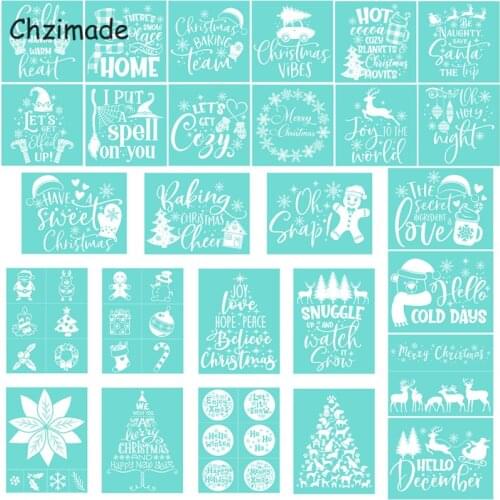 Chzimade Merry Christmas Day Self-Adhesive Silk Screen Printing Stencil Mesh Transfers For T-shirts Bags Diy Scrapbooking Crafts