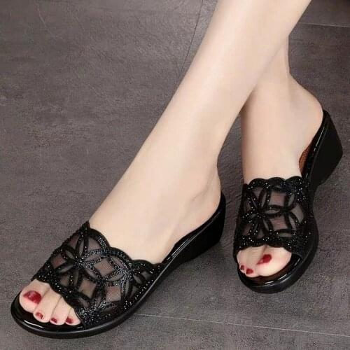 Fashion Party Shoes Women Platform Sandals Bling Anti-Slip Female Solid Color Rhinestone Sexy Sandals Outdoor
