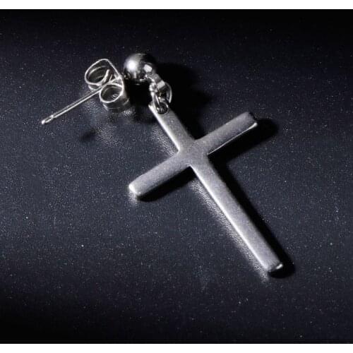 1pc Chic Earrings Cross Pendant Men Female Jewelry Fashion Gift Party Korea Style Charm Gold/Silver/Black E56A