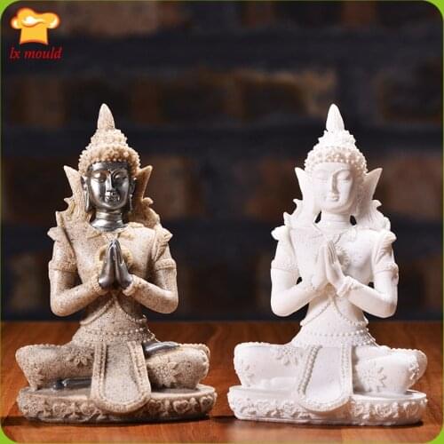 3D small Buddha statue silicone mould candle molds spread incense stone plaster mold home study tea room decoration