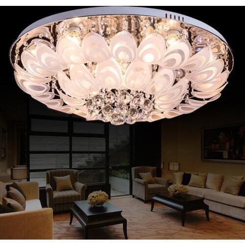 Modern LED crystal lamp living room lamp ceiling lamp peacock open screen living room lighting fixture led lamps for bedroom