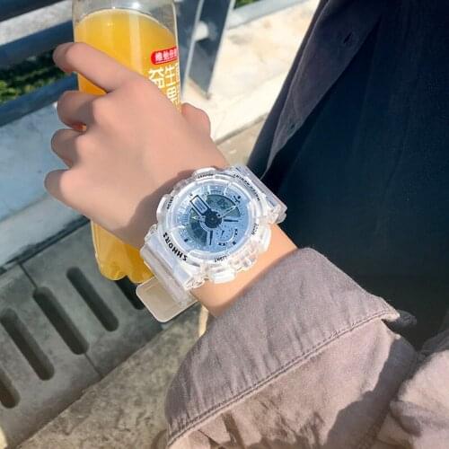 Sports watch Fashion LED Womens watches Calendar Mens Watches Transparent strap Student Military Waterproof Electronic clock