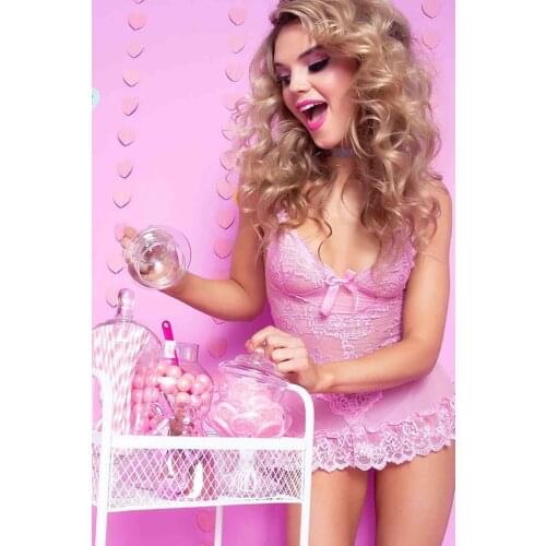 Merry See Through Lace Babydoll Pink
