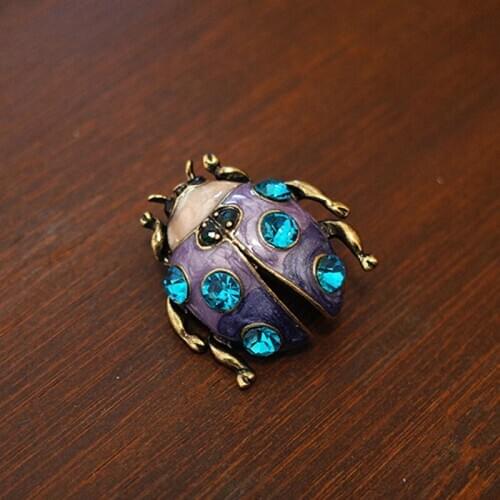 Vintage Color Seven Star Ladybug Pin Brooch Men Women Clothing Accessories Insect Animal Brooches