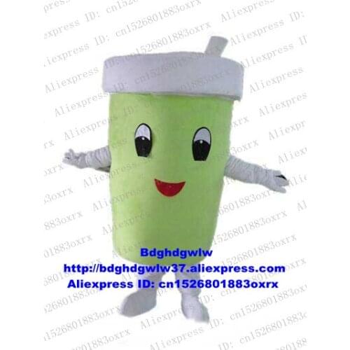 Green Coffee Cup Mug Tumblerful Glass Milk Tea Cup Mascot Costume Adult Cartoon Character Hotel Pub Anime Costumes zx999