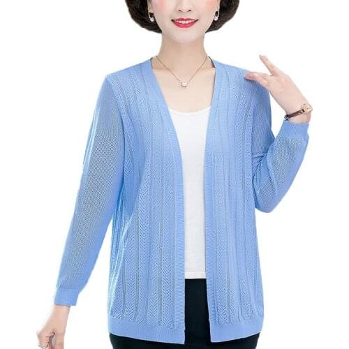 Summer Autumn Women Knitted Jacket Feminine Shawl Coat Thin Ice Silk Cardigan Sun Protection Clothing кардиган женский Outwear