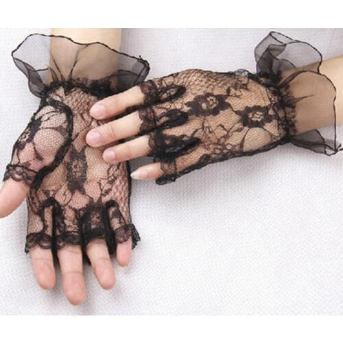 Punk Goth Lady Disco Dance Costume Lace Fingerless Mesh Fishnet Gloves fashion summer Candy colors Gloves without fingers 2020