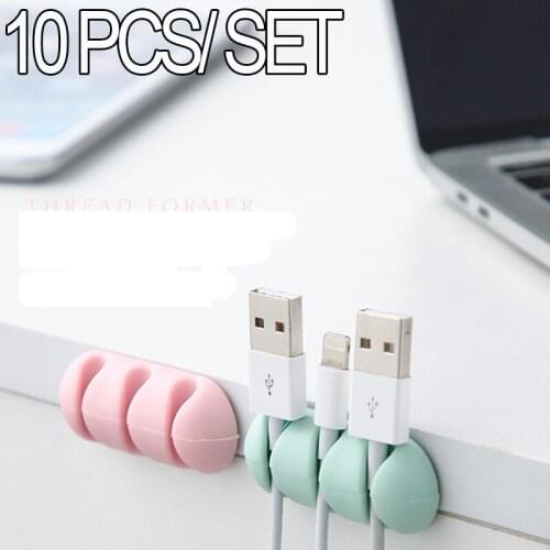 1/2/7PC PC TV USB Cable Earphone Wire Protector Earphone Cable Winder Organizer Charger Cable Holder Fixing Clips USB Tie