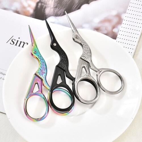 1Pcs Beauty Makeup Embroidery Scissor Colorful Antique Stainless Steel Beauty Round Head Eyelashes Eyebrow Trimming Scissor Tool