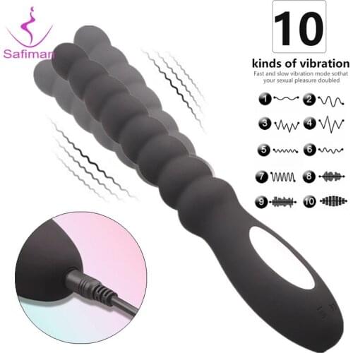 10 Speed Anal Vibrator Anal Beads Prostate Massage Dual Motor Butt Plug Stimulator USB Charge Vibrators Sex Toys For Men Women