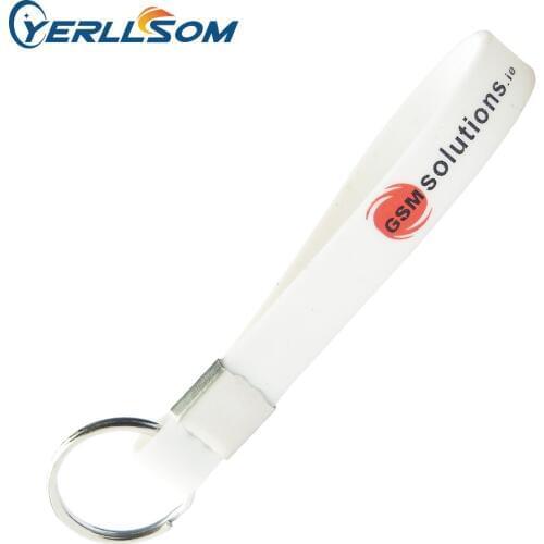 100PCS/lot Free shipping customized scren printed logo 2 colors rubber silicone key chains for gifts P030501