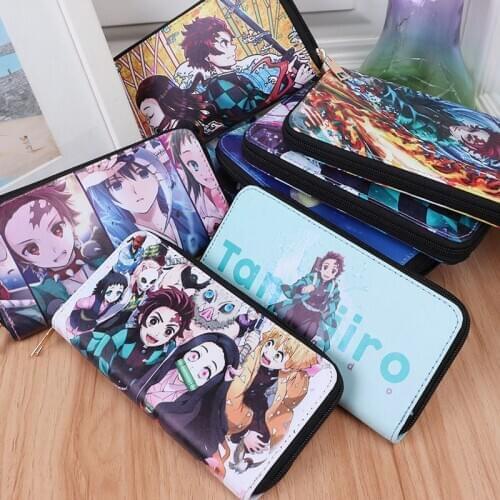 19CM Long-style Anime Comic Demon Kamado Tanjirou Kamado Nezuko PU wallet Model Gift