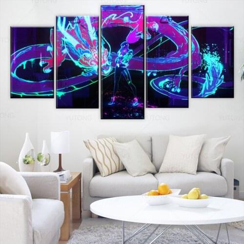 5 Pieces Painting Canvas Printed Pictures LOL Game KDA Akali Home Decor For Living Room Poster Game Wall Art quadro cuadros