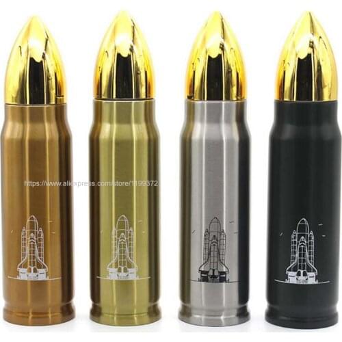 50pcs 500ml Stainless Steel Bullet Flask Water Bottle Drinking Cup Thermos Cups Double Wall Tea Coffee Mug Travel Tumblers