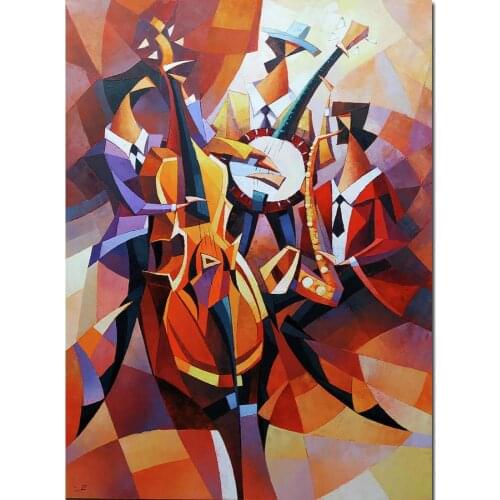 Abstract Expressionist Painting Jazz Modern Oil Artowrk Handmade Canvas Picture For Office Kitchen Room Bathroom Wall Decor