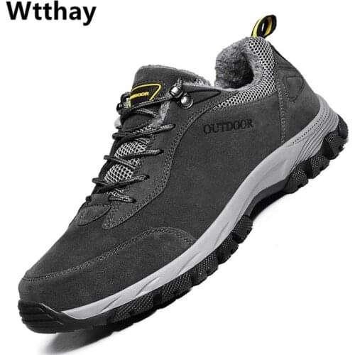 Winter Leather Ankle Boots Men Casual Shoes Outdoor Waterproof Work Tooling Mens Hiking Boots Sneakers Warm Military Snow Boots
