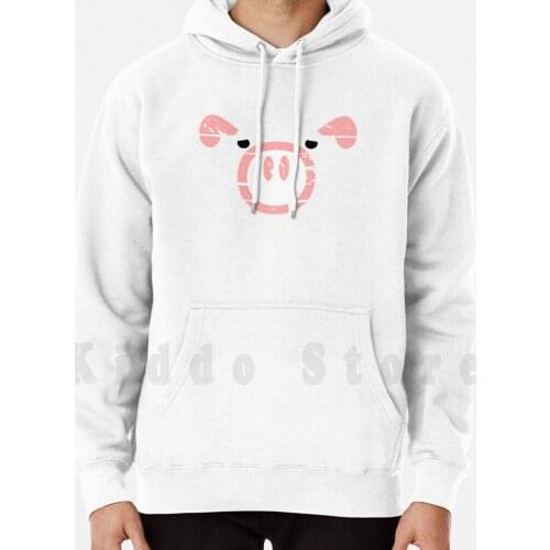 Cute Pink Pig hoodie long sleeve Pig Pigs Pig Pink Pig Styized Pig Snout Design For Kids For Girls Pink