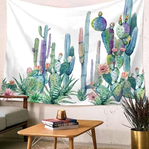 Cactus Tapestry Watercolor Wall Hanging Green Plants Wall Tapestries Bohemian Landscape Wallpaper Wall Art Decor 230 200 150 100