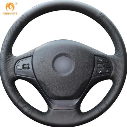 MEWANT Black Artificial Leather Car Steering Wheel Cover for BMW F30 316i 320i 328i Interior Accessories Parts