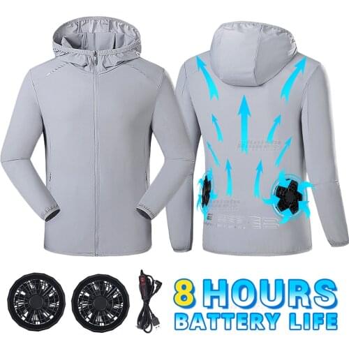 Summer Cooling Fan Jacket Cycling Running Fishing Camping Windbreaker Men USB Power Supply Hiking Air Conditioning Clothing