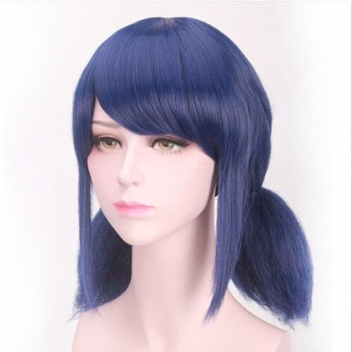 Coccinellidae lady beetle коровка Mariquita adolesce Peluca Girls Women Cosplay wig Ponytail Braids Short Straight Blue wig