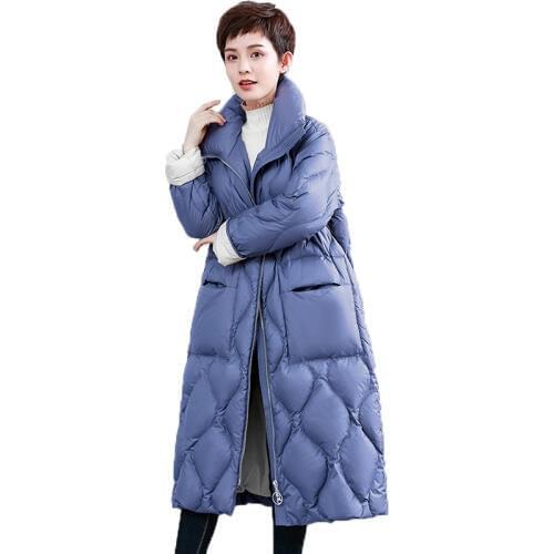 Fashion Winter Warm Down Jacket Women White Duck Down Jacket Female Long Loose Coat Women Casual Clothing Womens Parka Overcoat