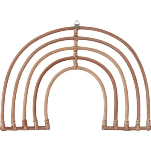 Rattan Rainbow Macrame Rainbow Wall Hanging Baby Room Nursery Decor Living Room Kids Girls Bedroom Decor