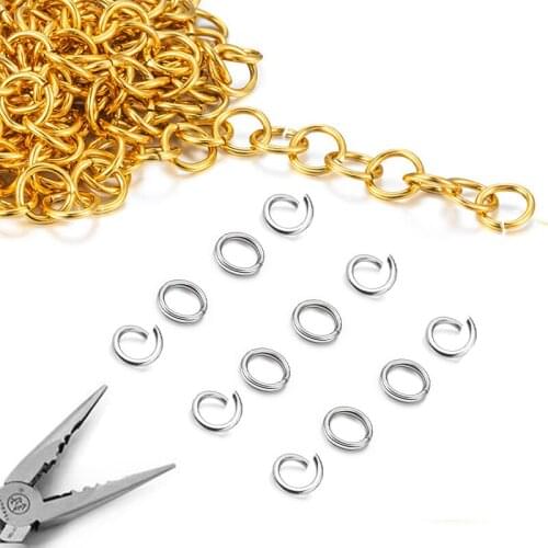 200pcs/lot Gold Stainless Steel Split Rings Open Jump Rings For DIY Jewelry Findings Making Connectors Supplies 3/4/5/6/7/8mm