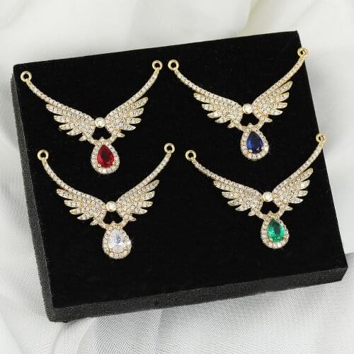JUYA Luxurious Crystal Wings Connectors Cubic Zirconia Angel Wings Charms Pendants For Women DIY Necklace Bracelets Accessories