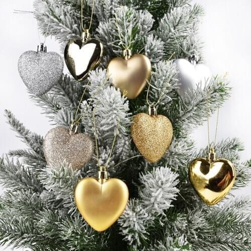 Christmas decorations PVC heart-shaped pendants 6CM love plastic pendants window scene layout pendants 6