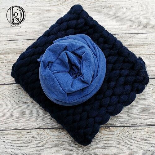 Don&Judy Hand Knitting Blanket with Matched Stretchable Wrap Set Newborn Photography Prop Baby Photo Photo Shoot Backdrop