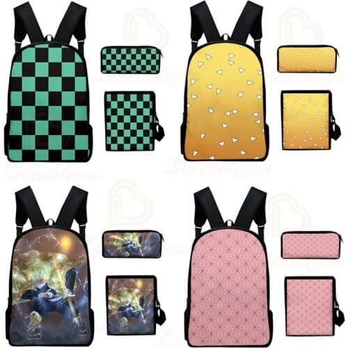 Backpack Sets Anime Demon Slayer Blade 3d Print Suit Bag Youth Academy Style Backpack for Boys Girls School Gifts