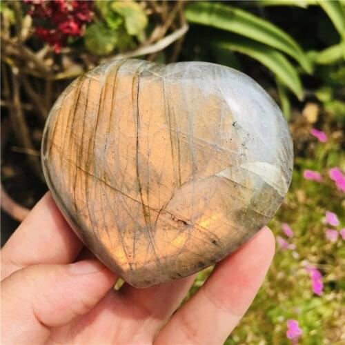 Crystal Labradorite Palm Stone Healing Quartz Gemstone Worry Stone Heart Shape