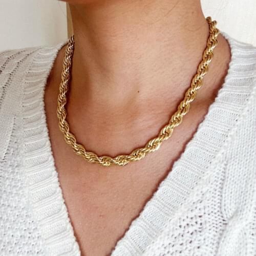 Hip Hop Punk Twisted Necklace For Women Men Simple Iron Chain Pendant Necklace Fashion Jewelry Accessories