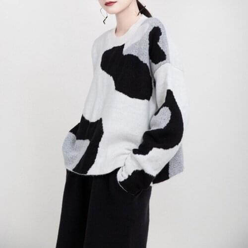 Sweaters for women 2020 new autumn Office Lady O-Neck Full Pullovers Cow pattern Office Lady keep warm sweater