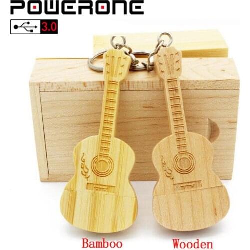 POWERONE USB 3.0 (free custom logo) Wood bamboo+box USB flash drive pendrive 64GB 32GB 16GB 4GB memory card personal gifts