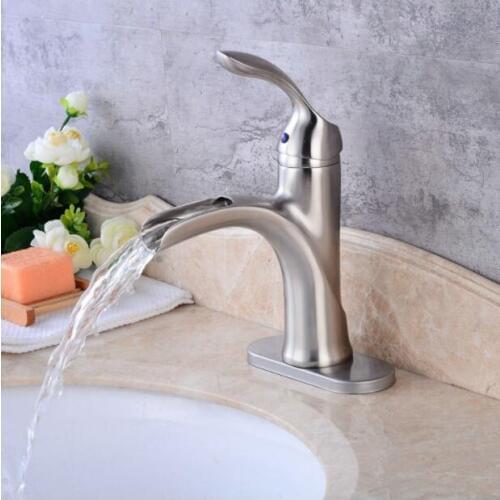 Vidric pfashion brass nickel brushed finish bathroom hot and cold basin faucet sink faucet single lever waterfall basin tao