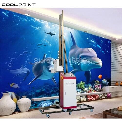 High quality CMYKW 5 color 3d direct to wall murals UV ink wall printing machine wall printer with double head price