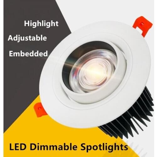 Dimmable LED Spot light 15W 20W 30W Anti-Glare downlight Angle Adjustable Indoor Recessed ceiling lamp Hotel project Decorate