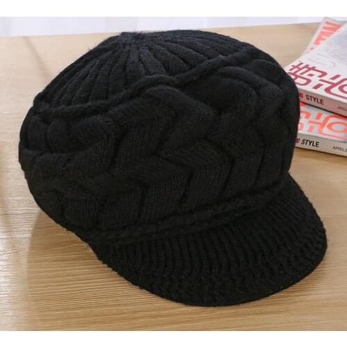 Women Solid Black Autumn winter rabbit hair Winter skullies Hat fashion warm beanies hats female casual adult rabbit caps