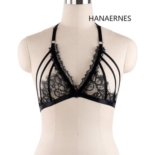 Women Body Harness Bra Soft Out Tops Caged Bra Bondage Sexy Lace Lingerie Festival Punk Goth Rave Goth Lingerie