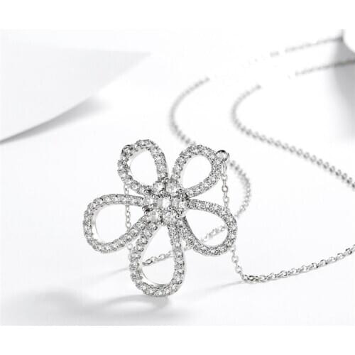 Sole Memory Diamond Sun Flower Shiny Art 925 Sterling Silver Clavicle Chain Female Necklace SNE594