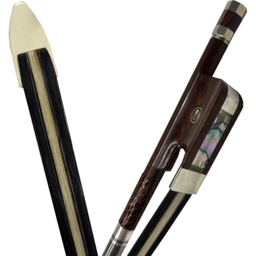 1pcs Strong snakewood french bass bow black and white bow hair french style snakewood 3/4 upright bass bow free shipping