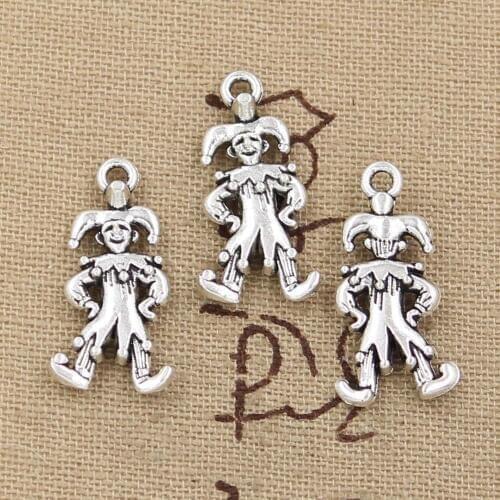 10pcs Charms Clown Joker Jester 25x12mm Antique Making Pendant fit,Vintage Tibetan Bronze Silver color,DIY Handmade Jewelry