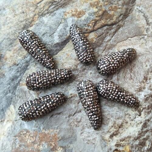 10pcs Teardrop Paved Rhinestone Crystal Stone Connector Spacer Beads for DIY Making earrings necklace Jewelry Finding BD149