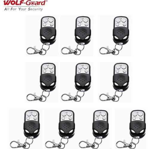 10Pcs Wolf-Guard 433MHz Wireless 4 Keys Remote Control Keyfobs for GSM Wifi Home Alarm Sceurity Burglar System Black&Silver