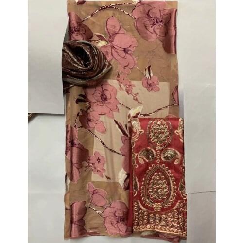 2+2+2.65 yards Nigrian Design African Wax Pattern With George Fabric French Velvet Material Silk Chiffon Lace Fabric For Women